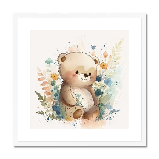 Bear Nursery Decor 'Kids Watercolour Collection' Framed & Mounted Print