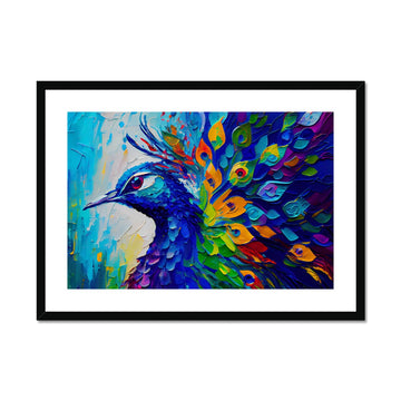 Indian peafowl 'Abstract Acrylic Collection' Framed & Mounted Print