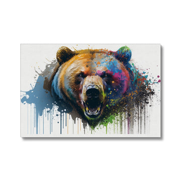 Grizzly Bear Landscape 'Paint Splash Collection' Canvas