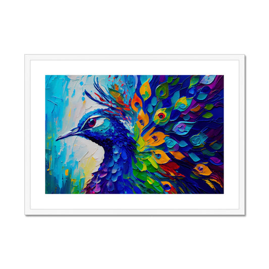 Indian peafowl 'Abstract Acrylic Collection' Framed & Mounted Print