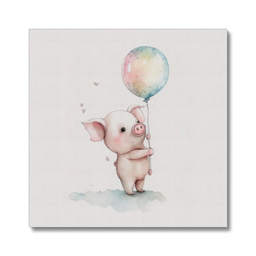 Kids Nursery Piglet 'Holding the Ballon' Canvas