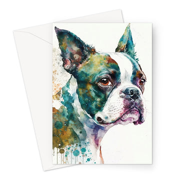 Boston Terrier 'Watercolour Collection' Greeting Card