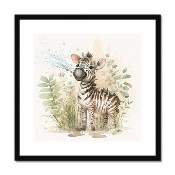 Zebra Nursery Decor 'Kids Watercolour Collection' Framed & Mounted Print