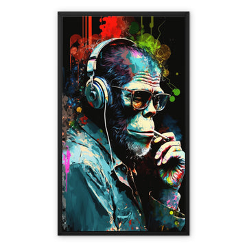 Smoking DJ Monkey Canvas - Abstract Art Framed Canvas