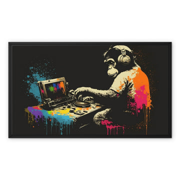 Monkey on the Decks - Abstract Art Framed Canvas