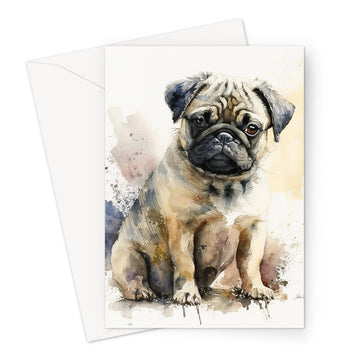 Pug Pet Portrait 'Watercolour Collection' Greeting Card