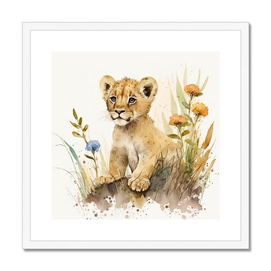 Lion Nursery Decor 'Kids Watercolour Collection' Framed & Mounted Print