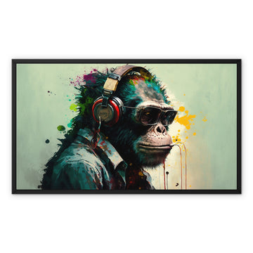 Smoking DJ Monkey Canvas - Abstract Art Framed Canvas