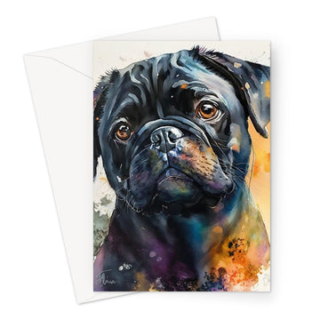 Pug Pet Portrait 'Watercolour Collection' Greeting Card