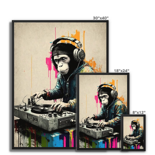 Monkey on the Decks - Abstract Art Framed Canvas