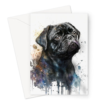 Pug Pet Portrait 'Watercolour Collection' Greeting Card