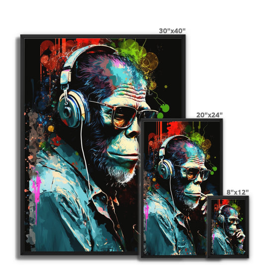 Smoking DJ Monkey Canvas - Abstract Art Framed Canvas