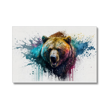 Grizzly Bear Landscape 'Paint Splash Collection' Canvas