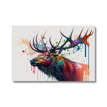 Bull Elk Landscape 'Paint Splash Collection' Canvas