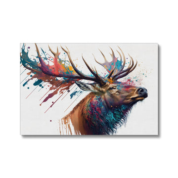 Bull Elk Landscape 'Paint Splash Collection' Canvas