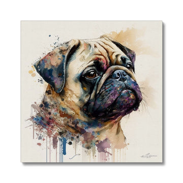 Pug Pet Portrait 'Watercolour Collection' Canvas