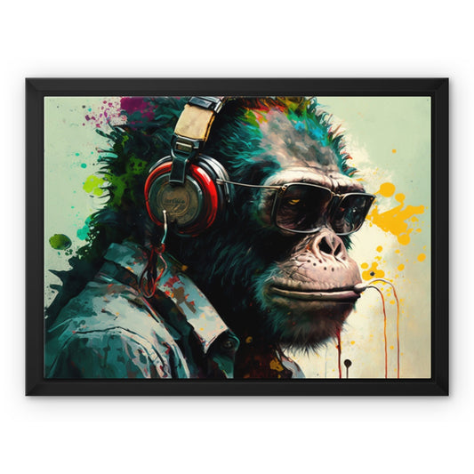 Smoking DJ Monkey Canvas - Abstract Art Framed Canvas