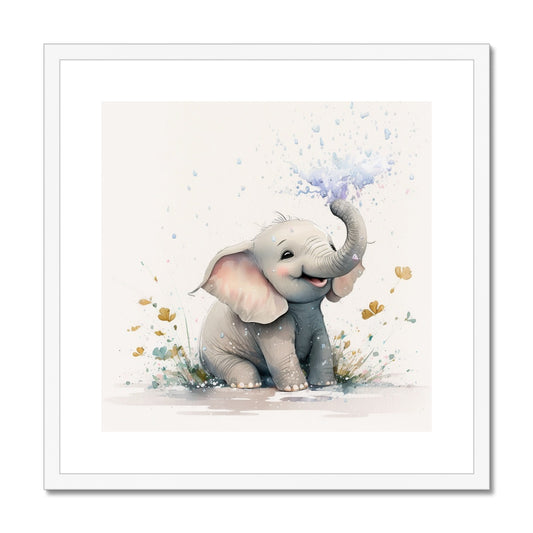 Elephant Nursery Decor 'Kids Watercolour Collection' Framed & Mounted Print