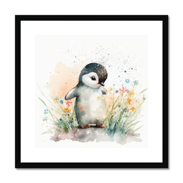 Penguin Nursery Decor 'Kids Watercolour Collection' Framed & Mounted Print