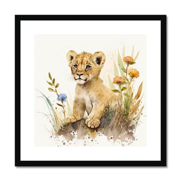 Lion Nursery Decor 'Kids Watercolour Collection' Framed & Mounted Print