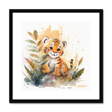 Tiger Nursery Decor 'Kids Watercolour Collection' Framed & Mounted Print