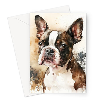 Boston Terrier 'Watercolour Collection' Greeting Card