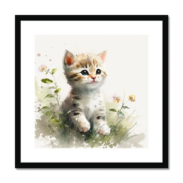 Kitten Nursery Decor 'Kids Watercolour Collection' Framed & Mounted Print