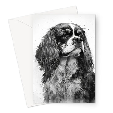 Cavalier King Charles Spaniel 'Charcoal Collection' Greeting Card