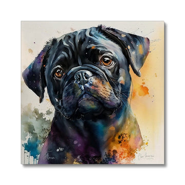 Pug Pet Portrait 'Watercolour Collection' Canvas