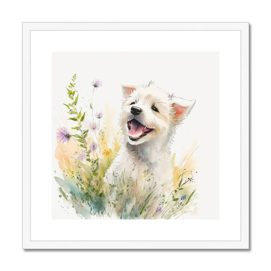 Puppy Nursery Decor 'Kids Watercolour Collection' Framed & Mounted Print