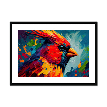 Northern Cardinal 'Abstract Acrylic Collection' Framed & Mounted Print