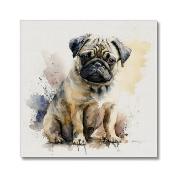 Pug Pet Portrait 'Watercolour Collection' Canvas