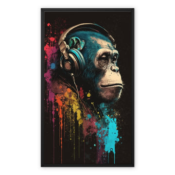 DJ Monkey Canvas - Abstract Art Framed Canvas