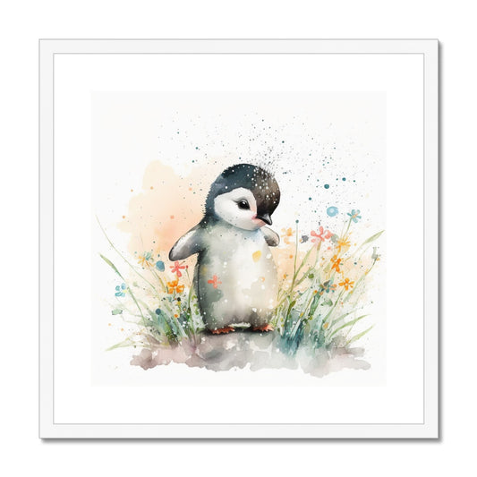 Penguin Nursery Decor 'Kids Watercolour Collection' Framed & Mounted Print