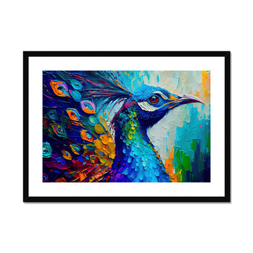 Indian peafowl 'Abstract Acrylic Collection' Framed & Mounted Print