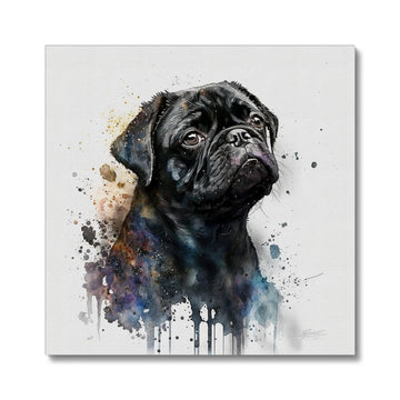 Pug Pet Portrait 'Watercolour Collection' Canvas