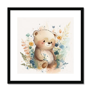 Bear Nursery Decor 'Kids Watercolour Collection' Framed & Mounted Print