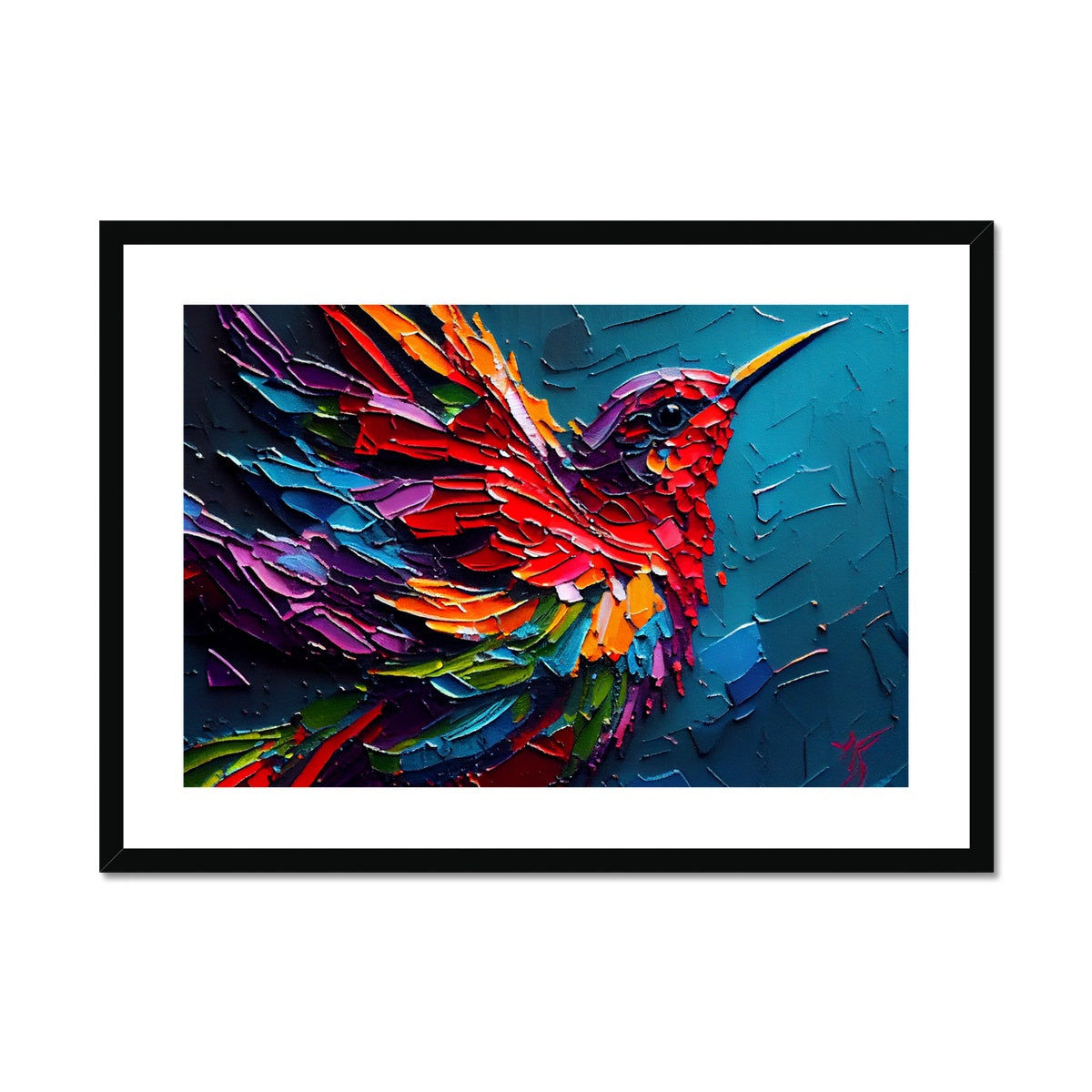 Crimson Sunbird 'Abstract Acrylic Collection' Framed & Mounted Print
