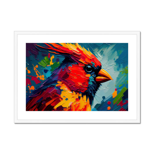 Northern Cardinal 'Abstract Acrylic Collection' Framed & Mounted Print