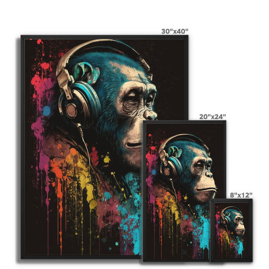 DJ Monkey Canvas - Abstract Art Framed Canvas