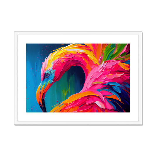 Flamingo 'Abstract Acrylic Collection' Framed & Mounted Print