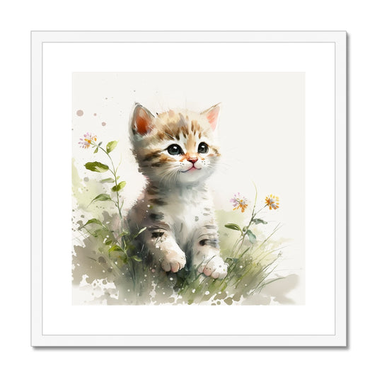 Kitten Nursery Decor 'Kids Watercolour Collection' Framed & Mounted Print