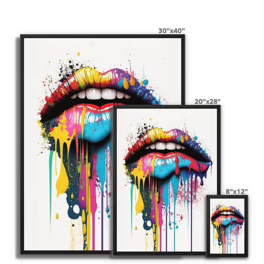 Paint Splash Graffiti Lips Portrait Framed Canvas